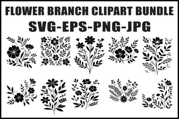 Download Vintage Flower Branch Vector Set - Branch Collection
